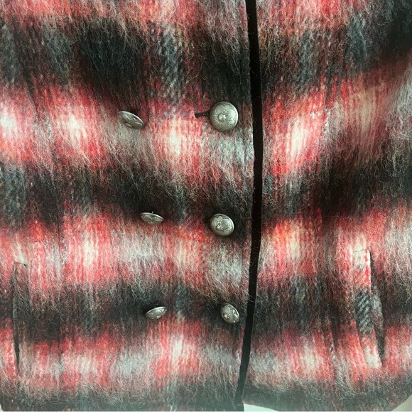 Free People Plaid Military Jacket Cropped Wool Blend Double Breasted, S - Picture 6 of 7